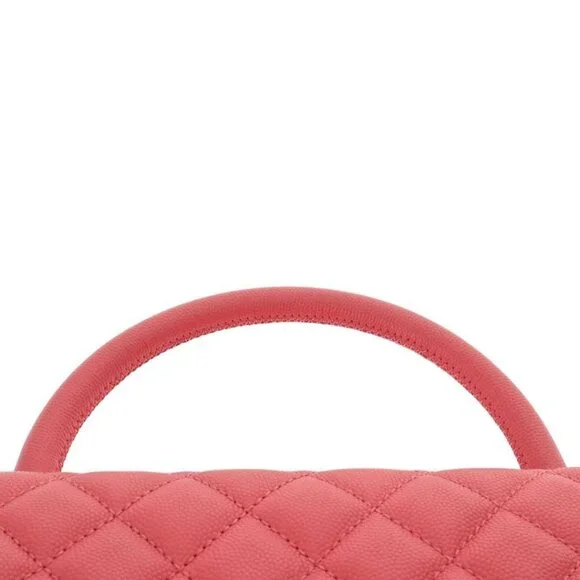 CHANEL Caviar Quilted Coco Chain Handle Flap Bag Pink Purse - Picture 10 of 12